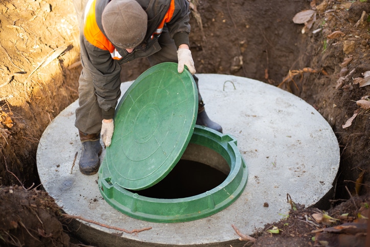 sewer manhole on a septic tank