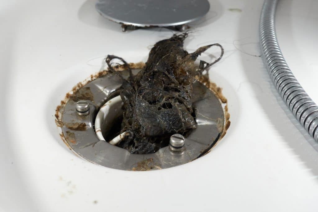 Hair in shower drain